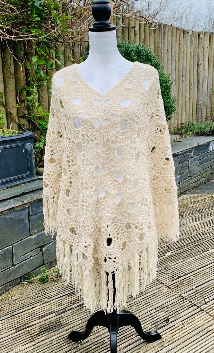 Handmade Crochet poncho, beach cover up