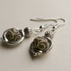 Nut Brown Carved Jade Tibetan Silver Earrings   KCJ1126