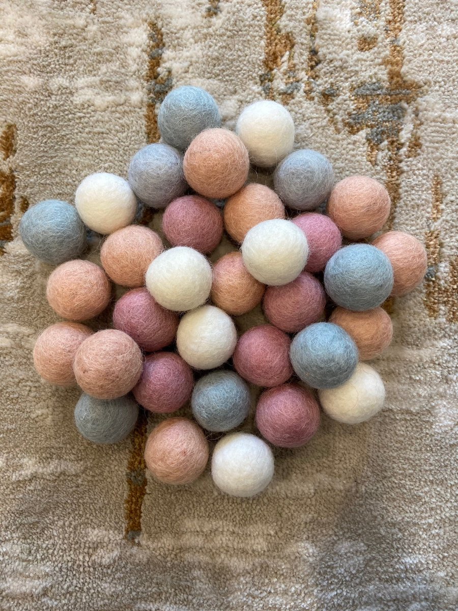 Traditional Baby Pink Mix for Girls Bedroom, 2.5cm wool felt ball pom poms