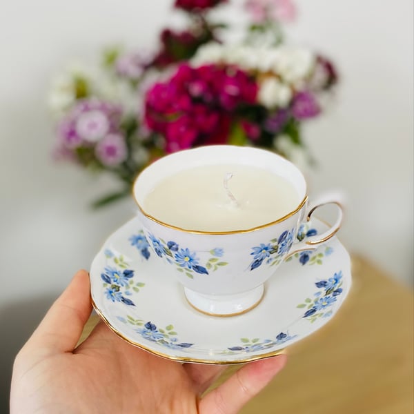 Blackberry and Bay Tea Cup Candle with Saucer