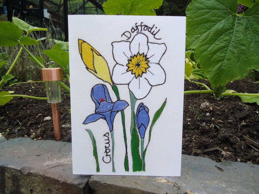 Daffodil & Crocus Greetings Card