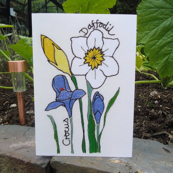 Daffodil & Crocus Greetings Card