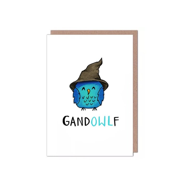 'Gandowlf' Gandalf Lord of the Rings Owl Pun Birthday Anniversary Card
