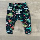Festive Dinosaur cuffed leggings - 3-6 months