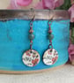 Floral ceramic charm, green jasper and copper earrings - Image 7