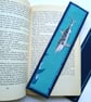 Shark bookmark- textile bookmark in aqua blues and navy - Image 2