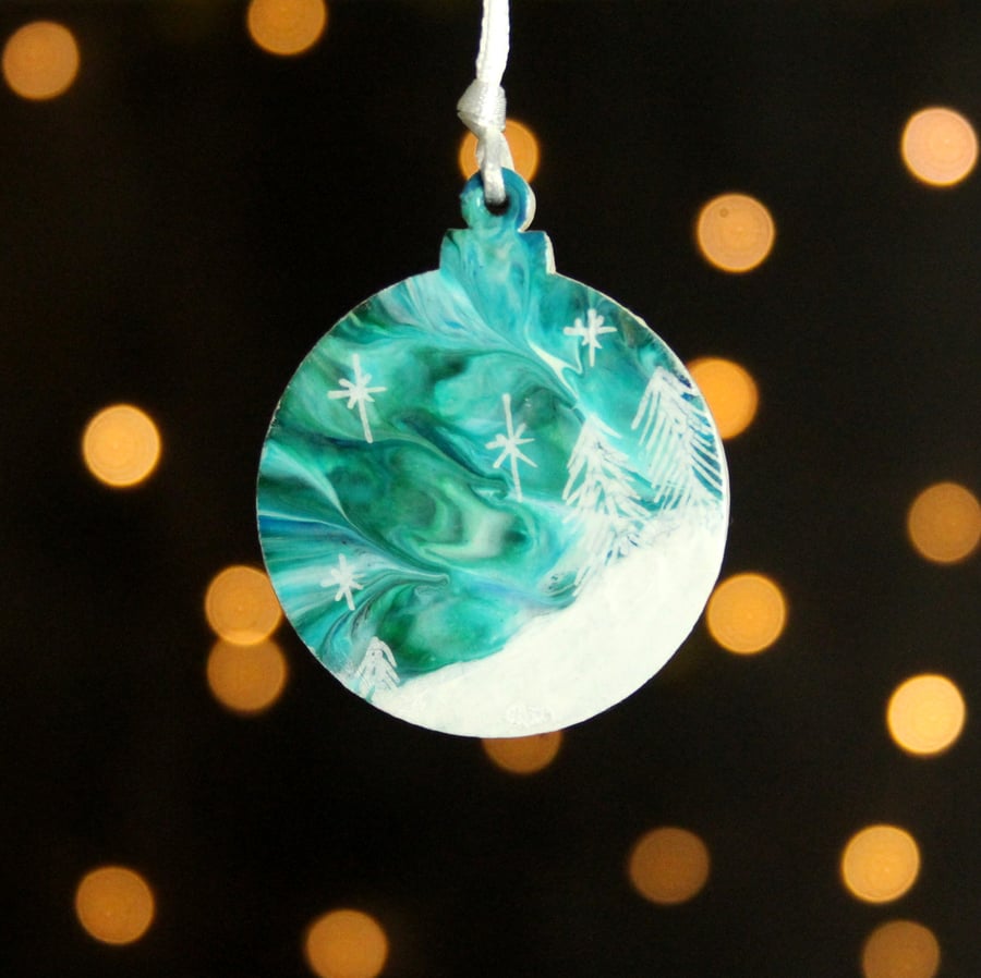 Snowy scene Aurora Christmas decoration 