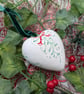 Mistletoe hand-painted ceramic heart Christmas bauble - Image 5