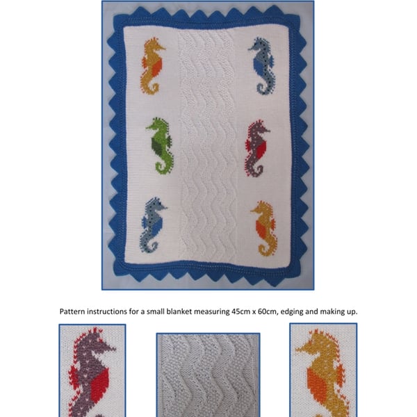 Seahorses Baby Blanket PDF Knitting Pattern