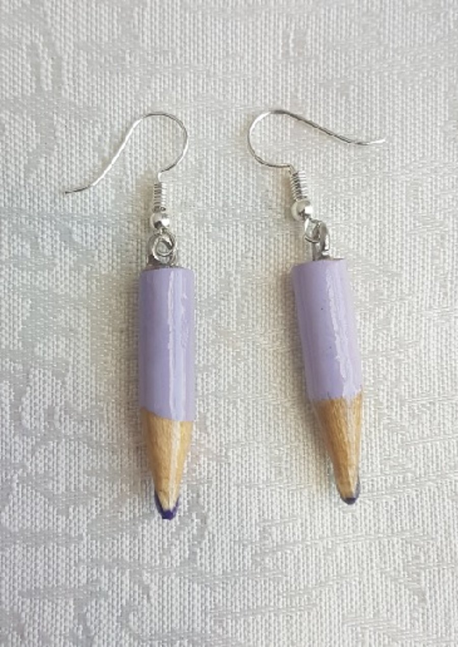 Lilac Purple Pencil Earrings