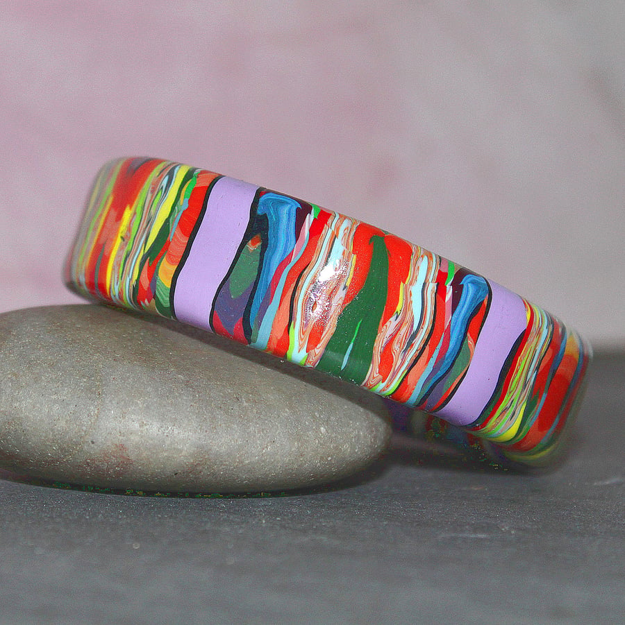 Tropical Colors Bangle - Polymer Clay Designer Bangle - Handmade - Unique