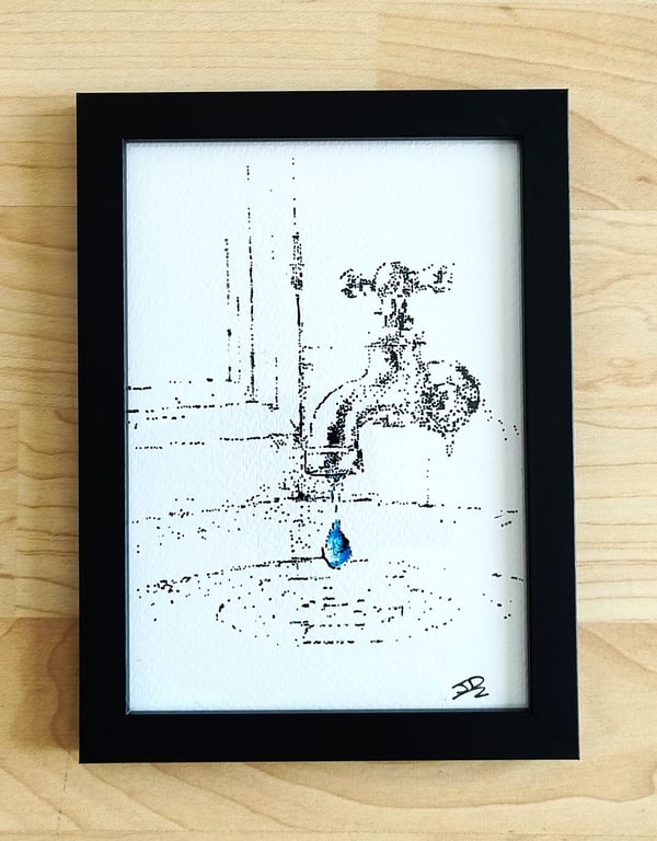 Stillness - Original Hand-Drawn Ink on Artist Paper - Framed