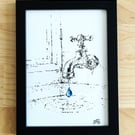 Stillness - Original Hand-Drawn Ink on Artist Paper - Framed