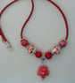 Red Ceramic Flower Necklace - Image 1