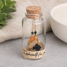 Orange Jade  and Lucky Clover Earrings in a Message Bottle.