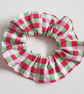 Red Green Gingham Cotton Scrunchie - Handmade Hair Tie