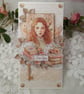 Handmade Feminine Card - Vintage Floral Design. Elegant Card for Her. (206). 