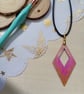 Pretty in pink hand painted diamond wooden necklace 