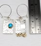 Handmade Blue Opal earrings, asymmetrical sterling silver with a gemstone choice - Image 3