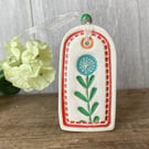 Small Ceramic flower gift tag decoration