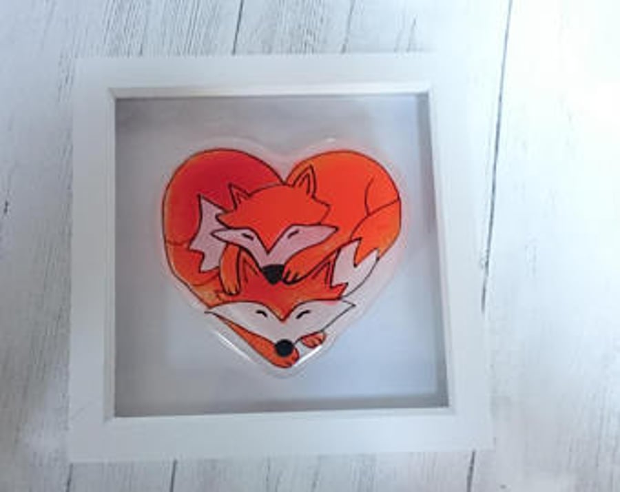 Fused Glass Foxy Love Heart, Valetines Day, Mothers Day, Fox, Love