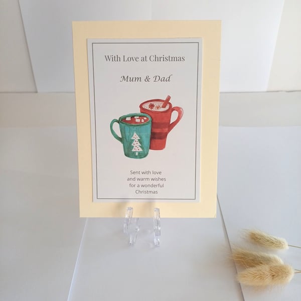 Personalised Christmas Keepsake, Christmas Mug Illustration, Mum & Dad Gift