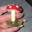 Needle Felted Toadstool Mushroom Hair Clip Handmade Hair Accessory