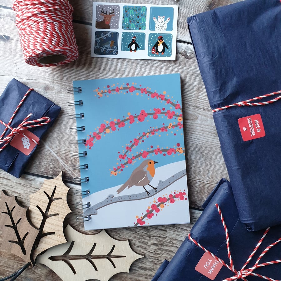 Robin in the snow Notebook