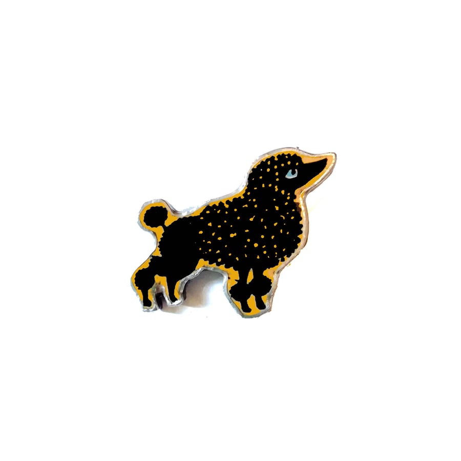 Whimsical Black Poodle Dog Brooch by EllyMental