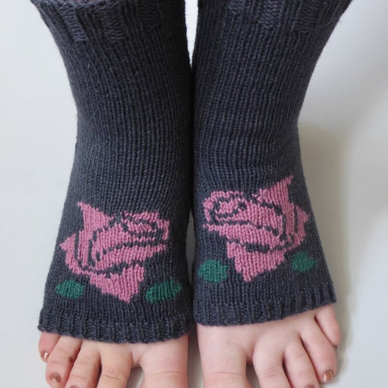 Knitted Rose Yoga Socks, Pilates, Dance  ankle warmers