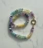 Fluorite & Banded Agate Hand Knotted Beaded Gemstone Necklace