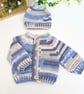 Newborn Crochet Baby Hat & Cardigan Set - Blue and Silver  - Image 1