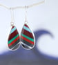 Californian surfite earrings - maroon, red and green - Image 4