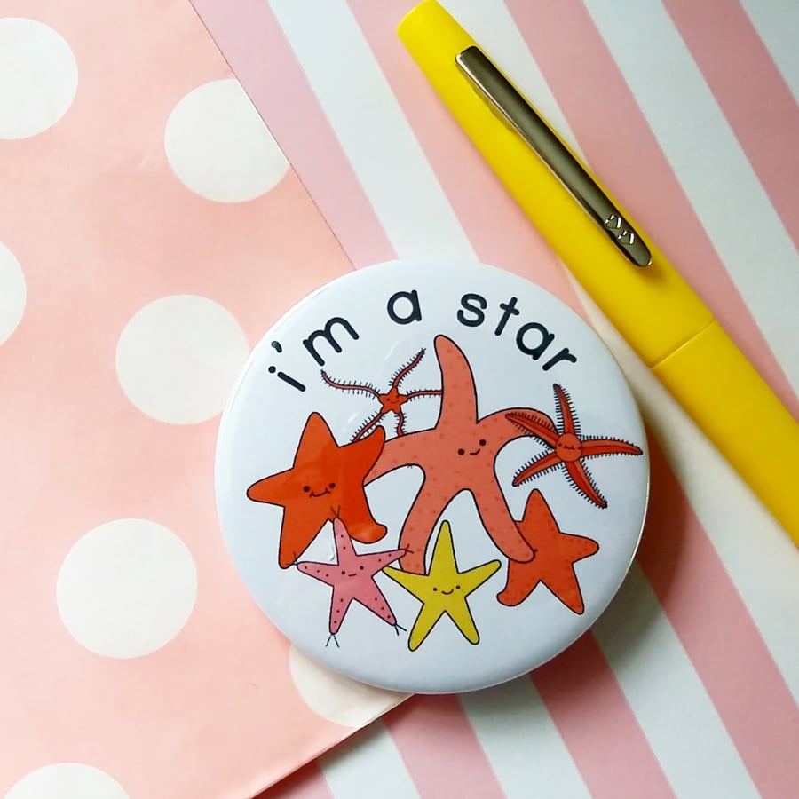 star motivationalbadge, handmade pin badge,  positivity, mental health