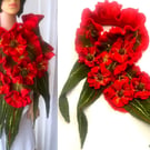 Hand Felted, Wool felted soft ART  SCARF  on silk