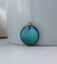 Turquoise blue enamel circle pendant - Image 5