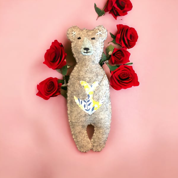 Love Heart Valentine Felt Bear