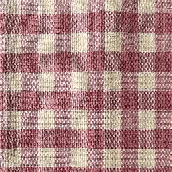 Pink Gingham Linen-Cotton Fabric, Medium Weight, by the metre
