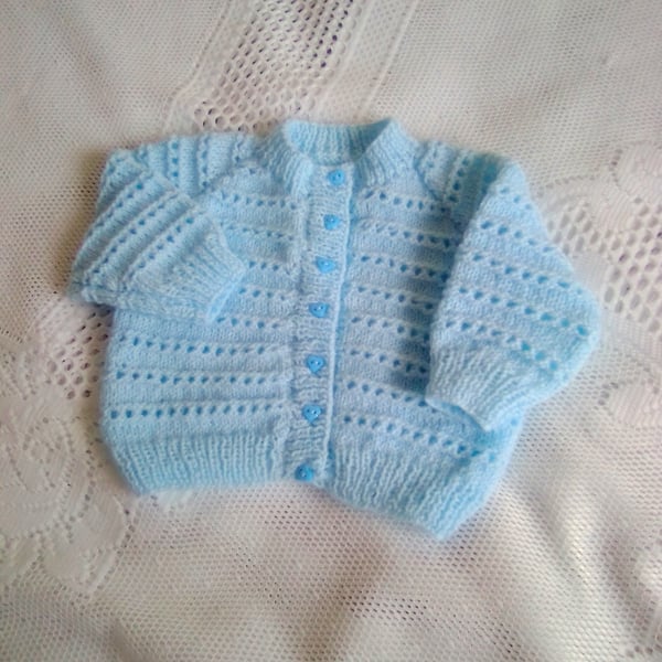 Baby's Round Neck Textured Cardigan, New Baby Gift, Premature Sizes, Custom Make