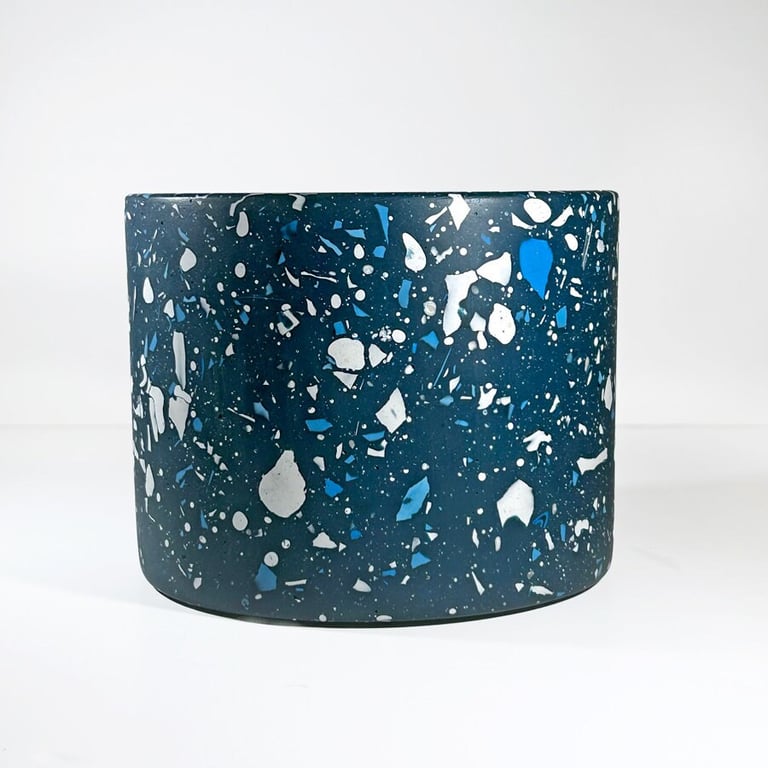 Terrazzo navy plant pot, Large indoor planter, sustainable decorative Jesmonite