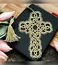 Tatted lace cross bookmark 