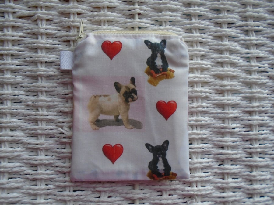 Love French Bulldog Themed Coin Purse or Card Holder.
