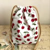 Small Drawstring bag in a beautiful cherry design.