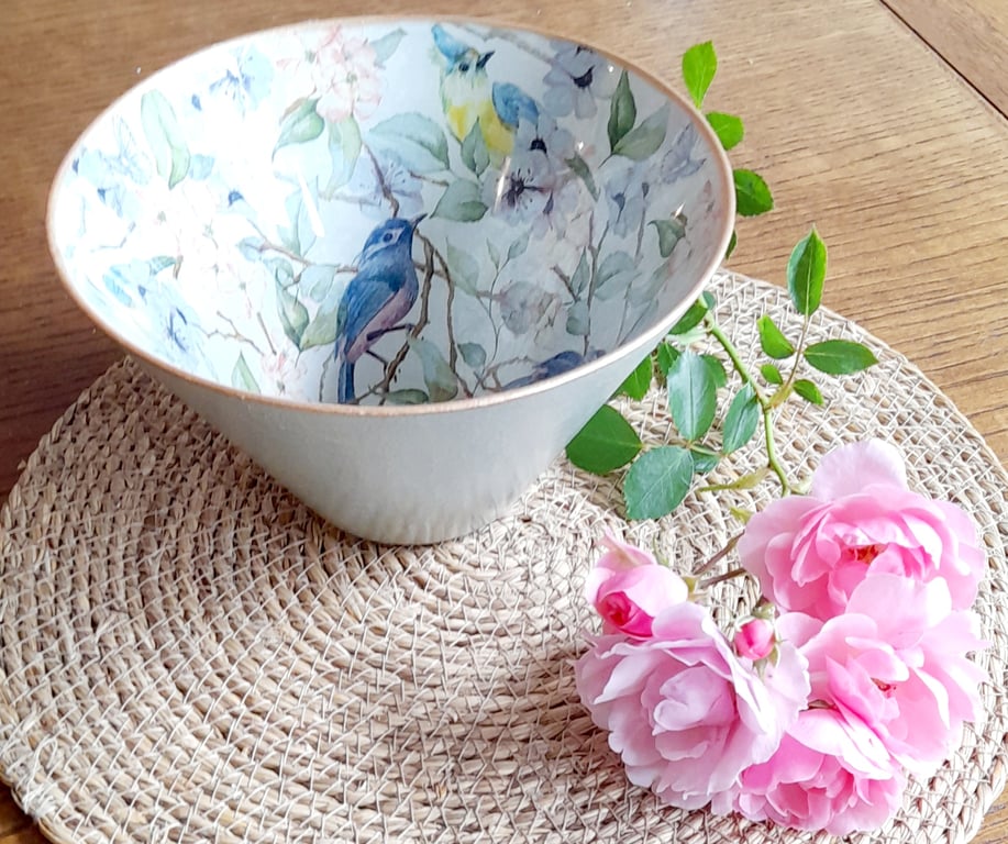 Blossom & Bird Glass Bowl