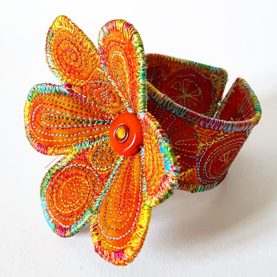 Flower Cuff Alternative Wedding or Prom Wrist Band