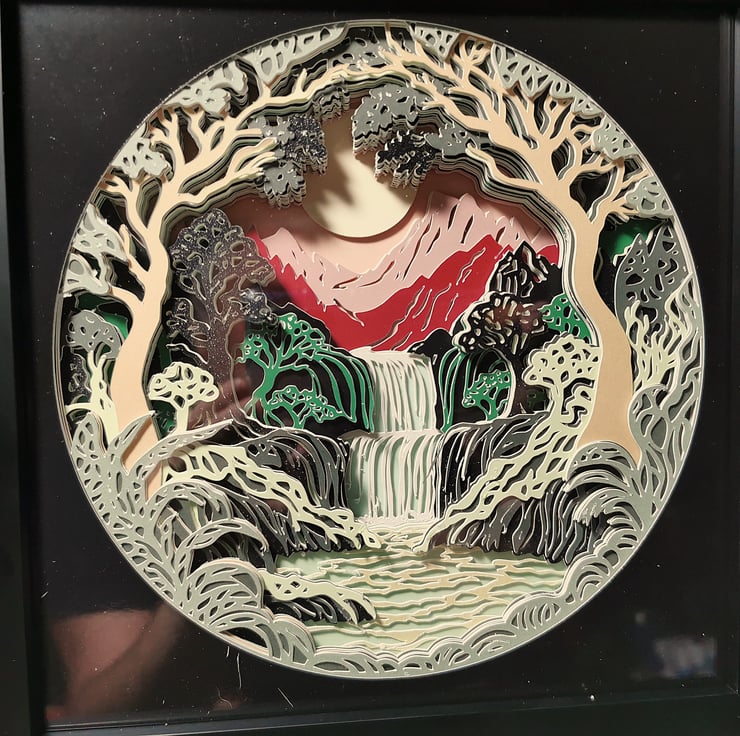Forest Waterfall premium Shadow Box wall art, G... - Folksy