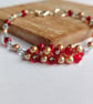 Berry Glow - Handcrafted Red & Gold Glass Pearl Cluster Bracelet - Image 4