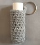 Crochet lip balm holder keychain, bag charm, handmade, keyring accessory - grey - Image 3