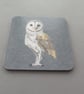 Barn owl coaster, melamine, cork backed - Image 3