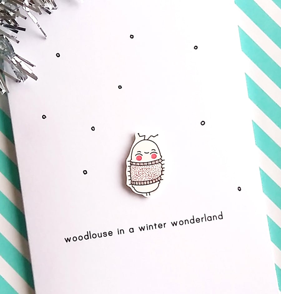 christmas card - woodlouse in a winter wonderland